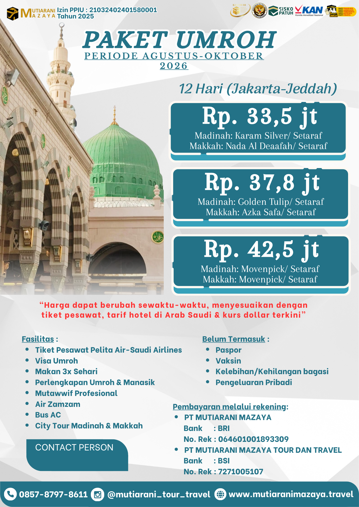 Brosur Paket Umroh Agustus-Oktober 2026